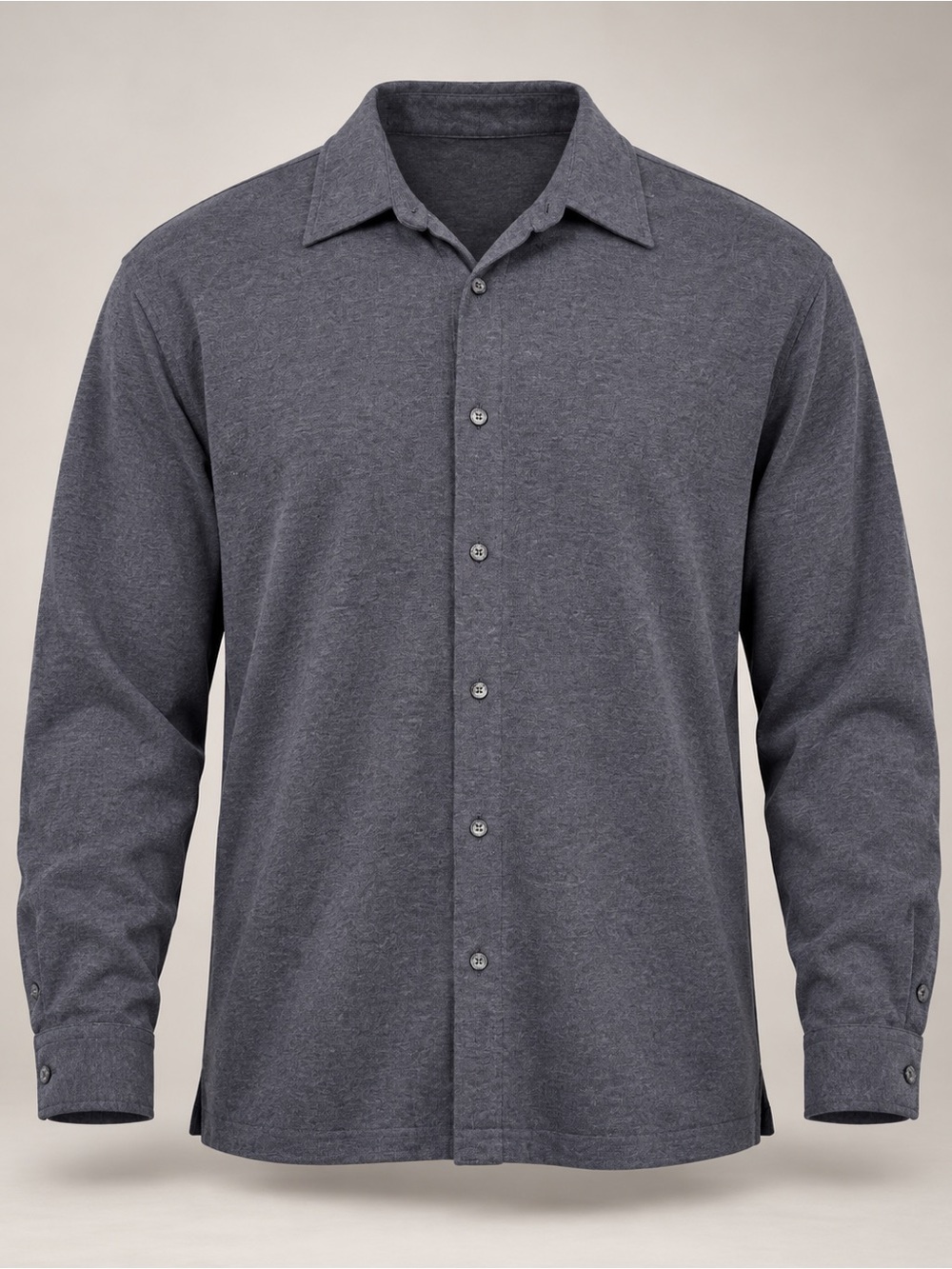 Murano Men’s Charcoal Cotton Knit Button-Up Shirt Size Large